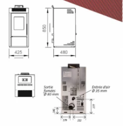 Poêle à Granulés BELLEZA CARINO 7 KW Bordeaux -Supra || MODERNA || Invicta Soldes belleza carino bordeaux 3