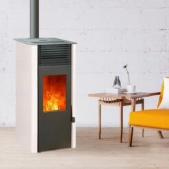 Pack Promo : Poêle à Granulés Etanche Avec WiFi - EMAFLAM REVA Blanc - 8.2 KW -Supra || MODERNA || Invicta Soldes emaflam pack reva wifi blanc 3