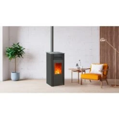 Pack Promo : Poêle à Granulés Etanche EMAFLAM REVA 9 KW Noir + Boitier Wifi Offert -Supra || MODERNA || Invicta Soldes emaflam pack reva wifi noir 3