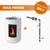 Pack Promo : Poêle à  Granulés Etanche Canalisable Avec Kit Ventouse - EMAFLAM NOVA Blanc 12 KW
