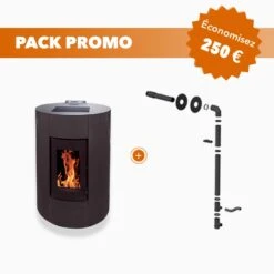 Supra || MODERNA || Invicta Soldes 32 Pack Promo : Poêle à Granulés Etanche Canalisable Avec Kit Ventouse - EMAFLAM NOVA Noir - 11.4 KW