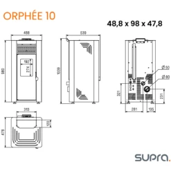 Poêle à Granulés SUPRA Orphée Blanc 10 KW -Supra || MODERNA || Invicta Soldes fr9010780b orphee10blanc 03