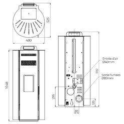 Poêle à Granulés Etanche - EMAFLAM CALIXTE Blanc - 12,1kW -Supra || MODERNA || Invicta Soldes mod12 ers schema