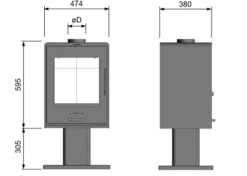 Poêle à Bois - MODERNA SLIM LUXE - 6.5kW -Supra || MODERNA || Invicta Soldes moderna slim luxe 5090 3