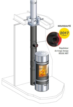 Té Régulateur POUJOULAT Régul'art émaillé Noir Diamètre 130 Mm -Supra || MODERNA || Invicta Soldes poujoulat 56130981 4