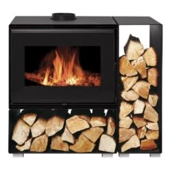 Poêle à Bois - BELLEZA VENISE - 10,2kW -Supra || MODERNA || Invicta Soldes venise avec buche vue face